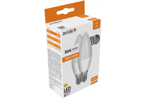 LED Candle Twin pack 6.5W E14 NW