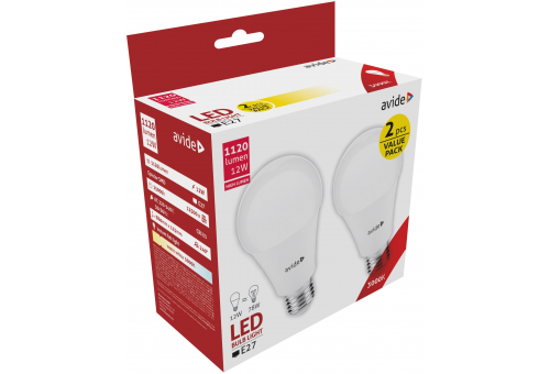 LED Birnenform Doppelpack A60 12W E27 WW 3000K