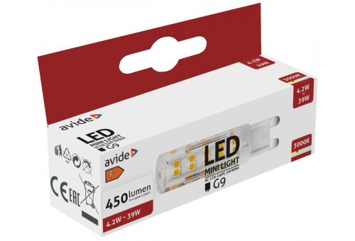 Bec LED capsulă 4.2W G9 WW orizontal Avide