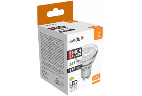 LED Spot Alu+Plastik 2.5W GU10 NW 4000K Super Hohe Lichtausbeute