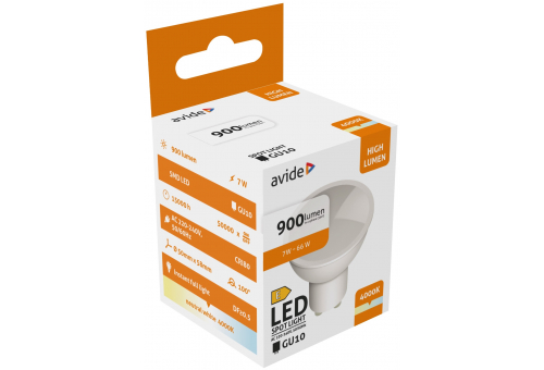 Bec LED Spot 7W GU10 NW 4000K 900lm  Alu+plastic Avide