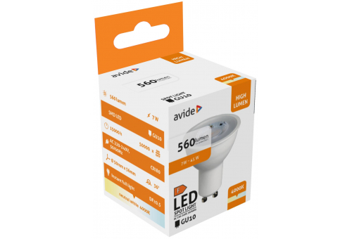 LED Spot Alu+Plastik 7W GU10 36° NW 4000K