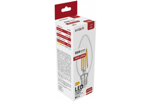 Bec LED Filament lumânare 6.5W E14 WW 2700K High lumen Avide