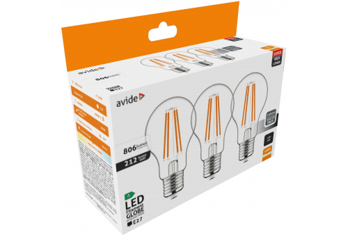 LED Filament Globe 3.8W E27 NW 4000K Super High Lumen 3db/csomag