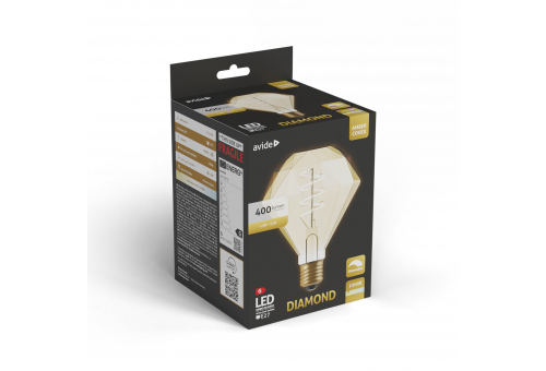 Bec LED Jumbo Filament Diamond Amber 4.9W E27 2200K dimabil
