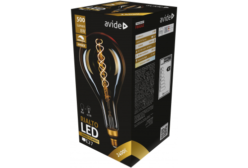 LED Jumbo Filament Rialto 160x320mm Amber 8W E27 2400K Regulável