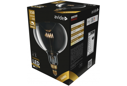 Bec LED 6W E27 2400K dimabil Jumbo Filament Eshima 190x255mm Smoky Avide