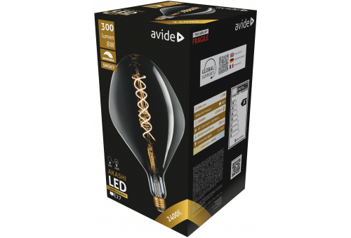 LED Jumbo Filament Akashi 160x270mm Rauch 8W E27 2400K Dimmbar