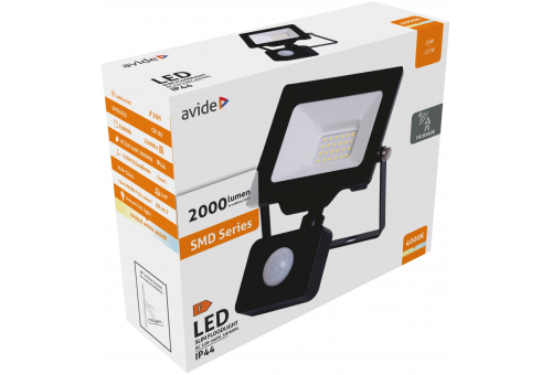 LED Flood Light Slim SMD 20W NW PIR