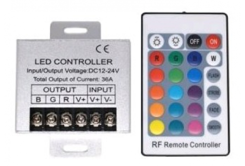 Fita LED 12V 432W RGB 24 Com botão RF Telecomando e controlo