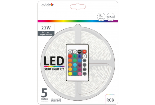 Bandă LED 12V 7.2W SMD5050 30LED RGB IP65 5m Avide