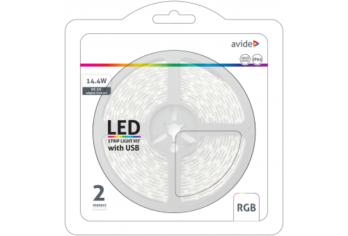 Bandă LED 5V 7.2W SMD5050 30LED RGB IP65 2m Avide