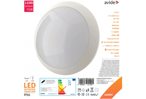 (Neptun) IP66 Luz de teto 15W NW