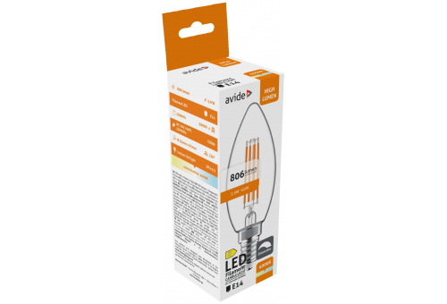 Avide LED Filament Candle 5.9W E14 NW 4000K Dimmable