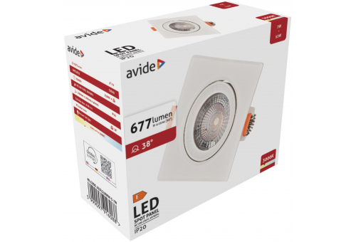 LED Spot encastrável 38° Quadrado 7W WW