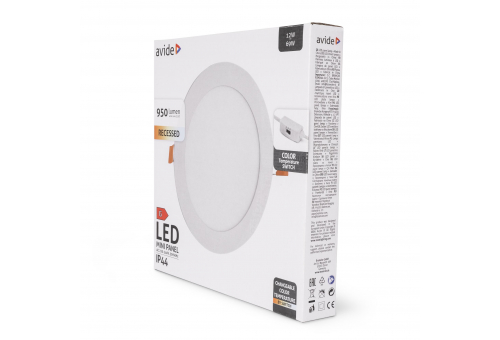 LED Beépíthető Kerek Mennyezeti Lámpa 12W, CCT kapcsolóval, ALU, IP44 Front