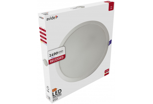 Avide LED Ceiling Lamp Recessed Panel Round Plastic 24W WW 3000K