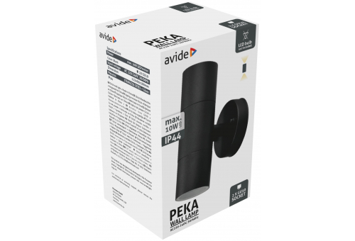 Candeeiro de parede exterior Peka 2xGU10 IP44 Preto