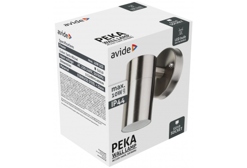 Candeeiro de parede exterior Peka 1xGU10 IP44 Cetim Níquel