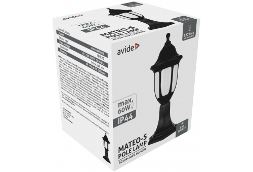 Exteriérová stojacia lampa Mateo-S 43cm 1xE27 Čierna IP44