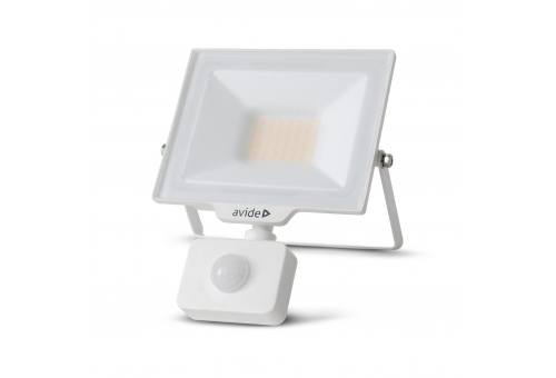 LED Frosted Flood Light Slim SMD 20W NW 4000K PIR White