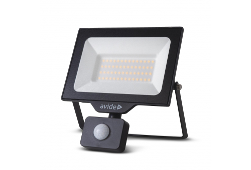 LED Frosted Flood Light Slim SMD 50W NW 4000K PIR