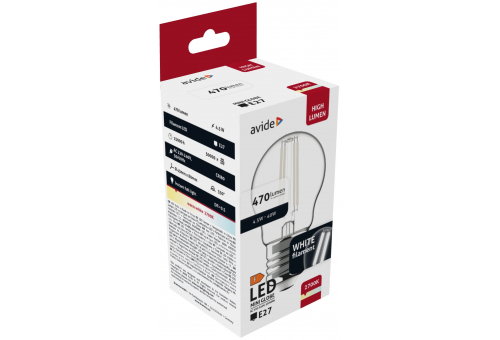 Bec LED Mini Globe White Filament 4.5W E27 WW Avide